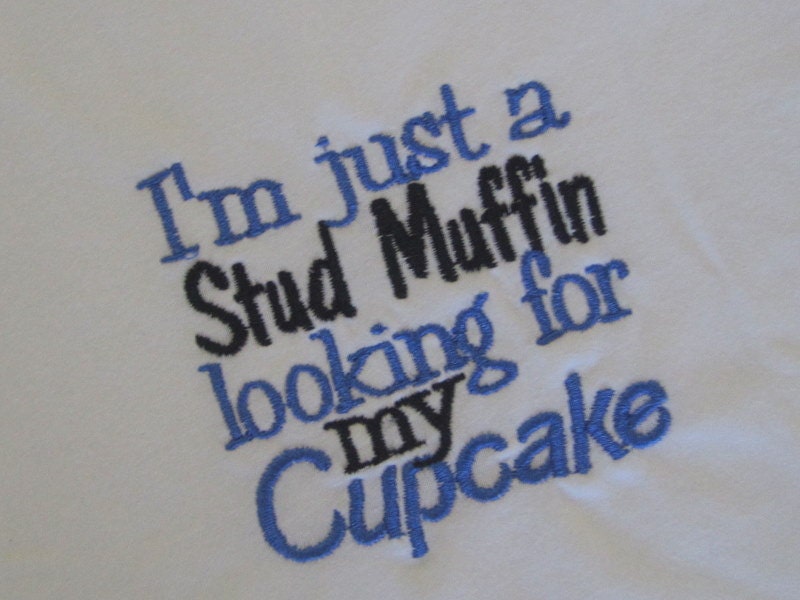 I'm Just a Studmiffin Looking For My Cupcake Boy's Embroidered Shirt or Onesie- Baby Boy Bodysuit Onesie- Toddler Shirt- Funny Boys Shirt
