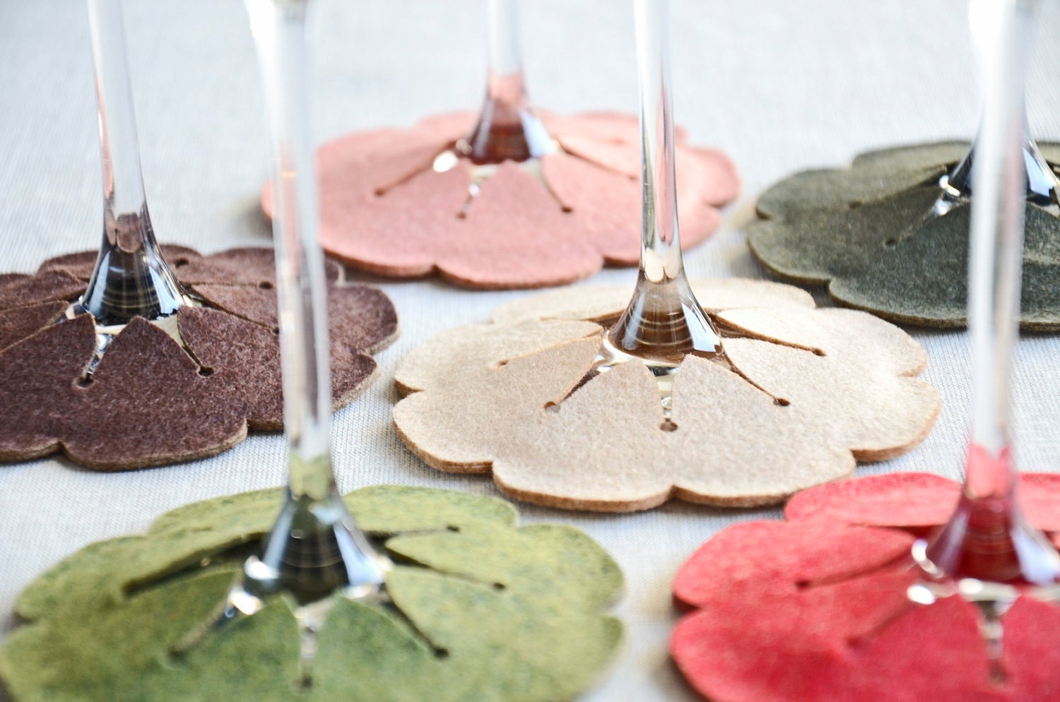 Stemware Coasters Wine Tags set of 6 Large Size