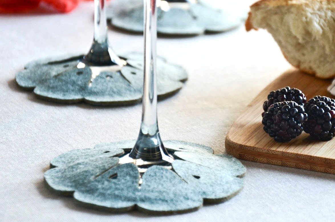 Stemware Coasters Wine Tags set of 4 Large Size