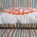 Orange Floral Medallion and Striped Pillow Cover