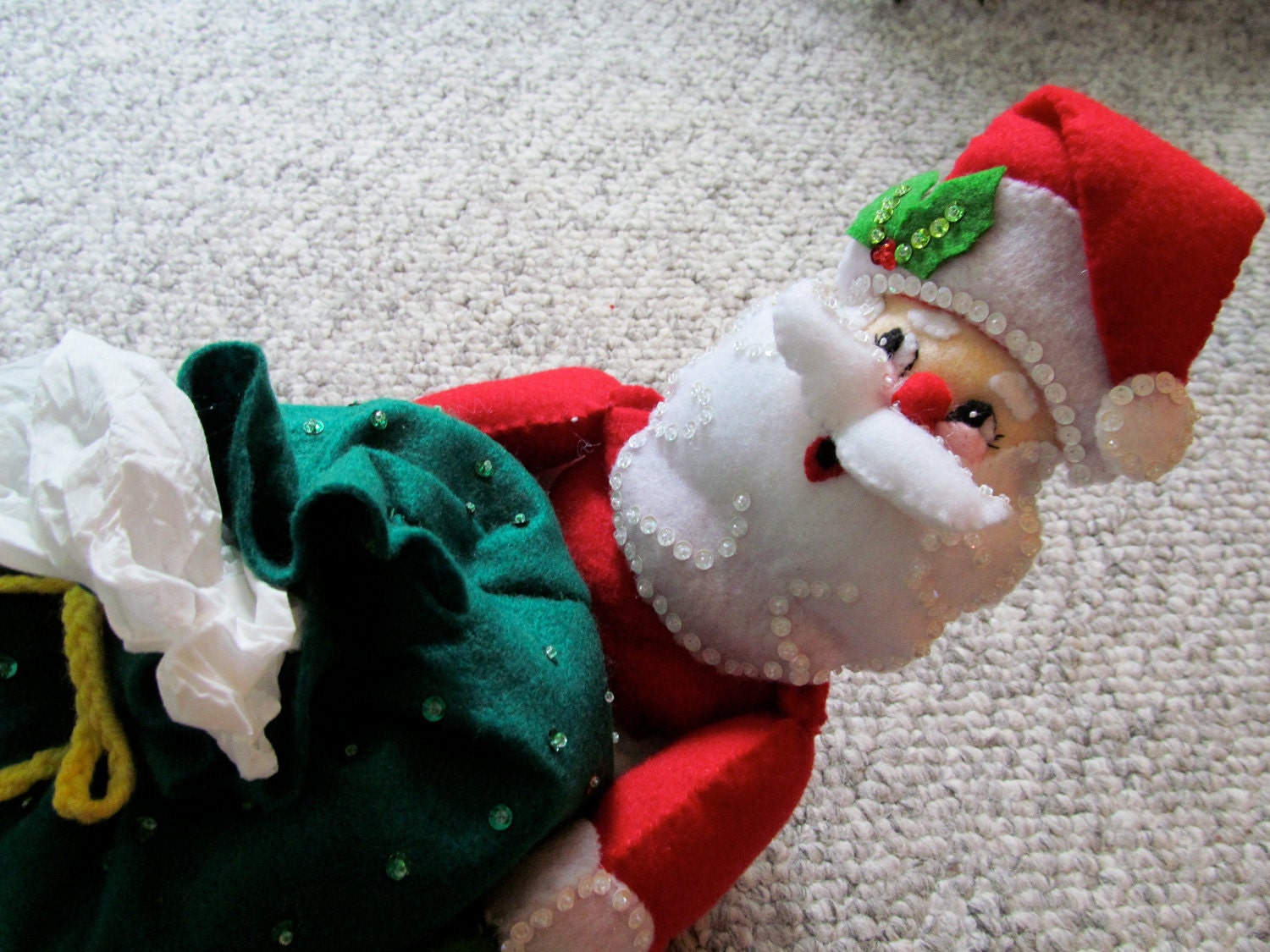 Santa Claus Felt Tissue Box Holder Decoration Completed Handmade from Bucilla Kit