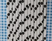 25 black polka dot straws paper straws  birthday party event cake pop sticks Bonus diy straws flag