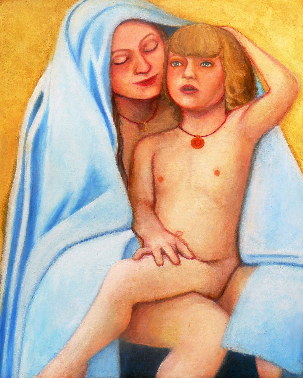 Mary and Child 8 x 10  Giclee Canvas Print Reproduction by Deenie Wallace