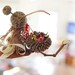 Peaceful knitting doll mobile, Natural recycled Easter gift 