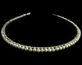 Pearl Bridal Headband, Wedding Headpiece, Silver Tone Tiara Circlet