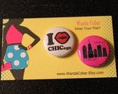 I Heart Chicago - Made In Chicago Pin Back Buttons 2 pack