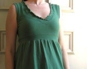 Womens Cotton Ruffled Vneck empire waist Dress - Made to Order