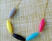 Kindergarten Style Multicolored Beaded Necklace - Gray Yellow Black Blue Pink