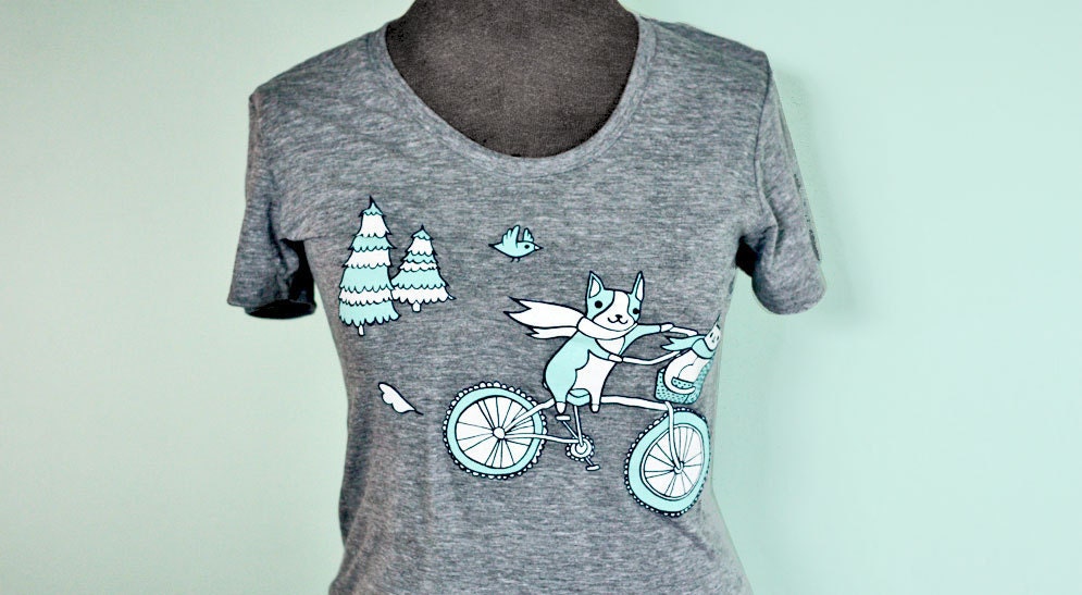 Heather Grey Bike T-shirt Bicycle shirt boygirlparty cute cat animals tshirt