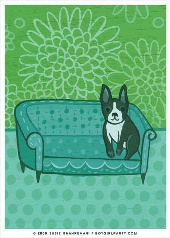 BOSTON TERRIER art print by Susie Ghahremani, dog artwork giclee reproduction