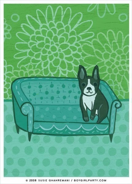BOSTON TERRIER art print by Susie Ghahremani, dog artwork giclee reproduction