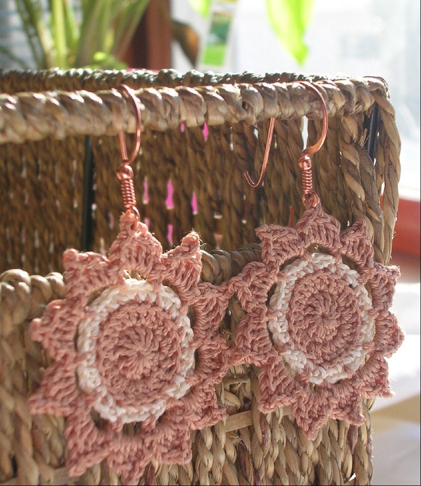 Sunflower Earrings in Copper and Ivory