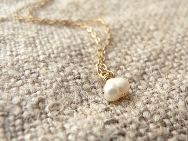 delicate pearl bracelet - tiny pearl cloud on a gold filled chain - cloudspotting by windowsill