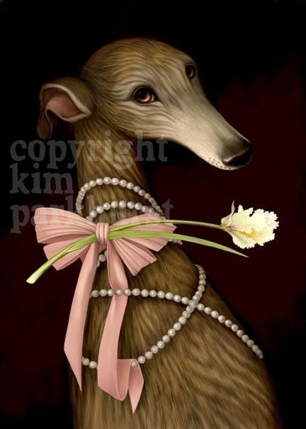 Glamour Greyhound Portrait Signed Print