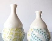 Turquoise and Chartreuse Bud Vase