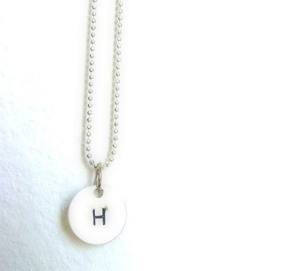 Personalized Hand Stamped Sterling Silver Tiny Initial Necklace