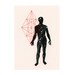 EMBROIDERED PRINT 'Inner Space' / star map collage male figure anatomy geometry constellation red thread