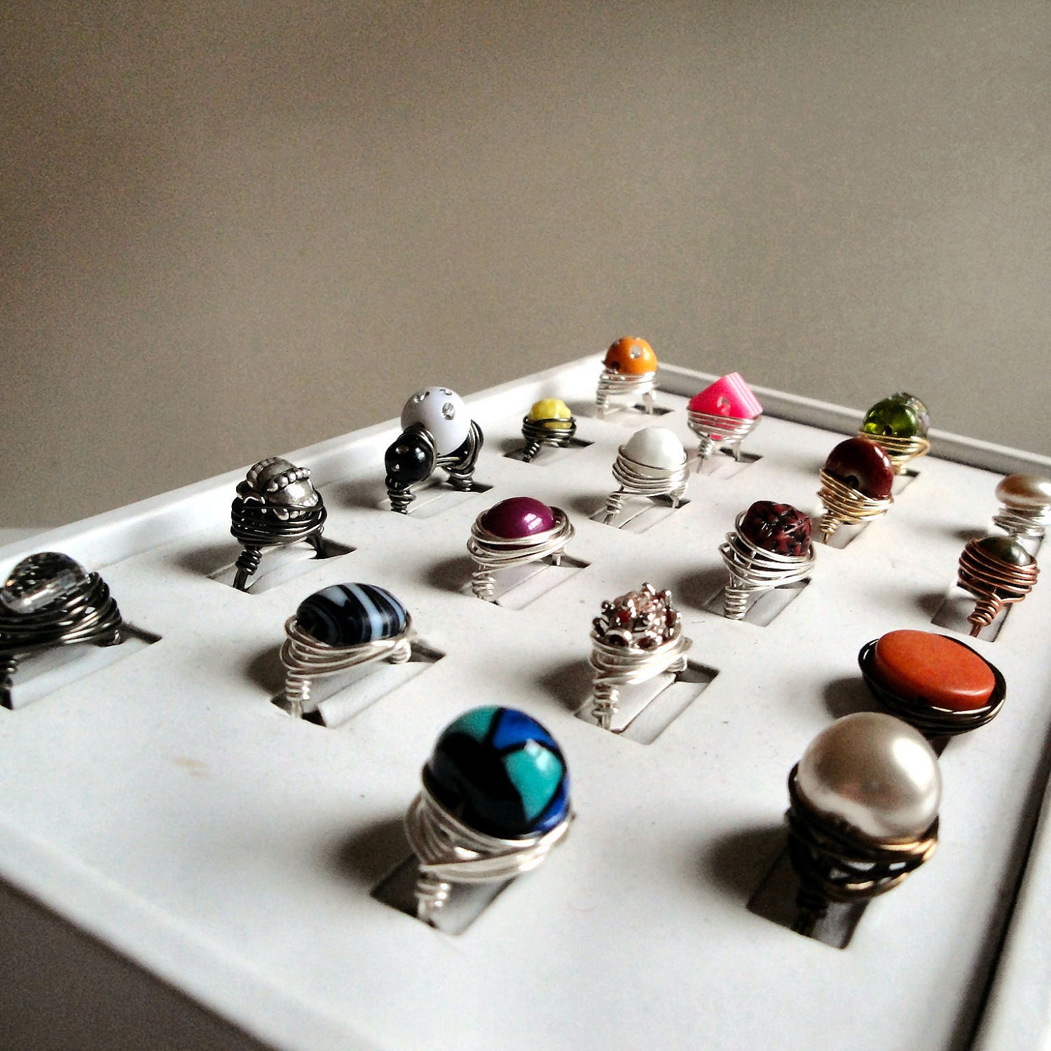 Customized Bead Ring - You Choose Your Color, Wire, and Size