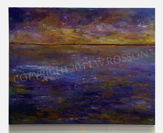 Sale----Original Landscape Acrylic Painting Ocean Sky Sunset Sunrise seascape Clouds Sky Impressionism Winjimir Bright Colorful Calm
