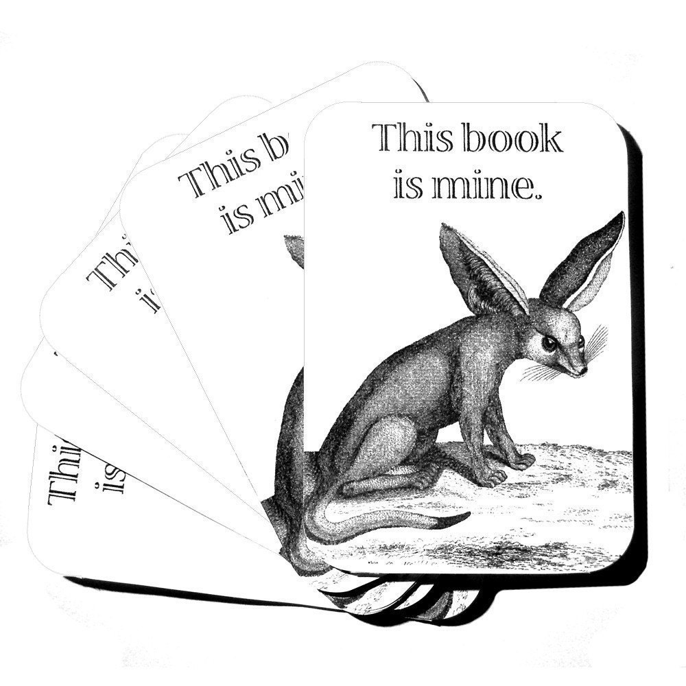 Set of 8 BOOKPLATES .. fennec fox .. This Book is Mine ..