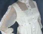 1960s wedding gown with ribbon trim and detachable train
