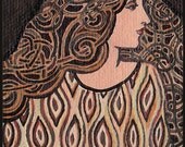 Tiger's Eye Goddess - Art Nouveau 5x7 Greeting Card