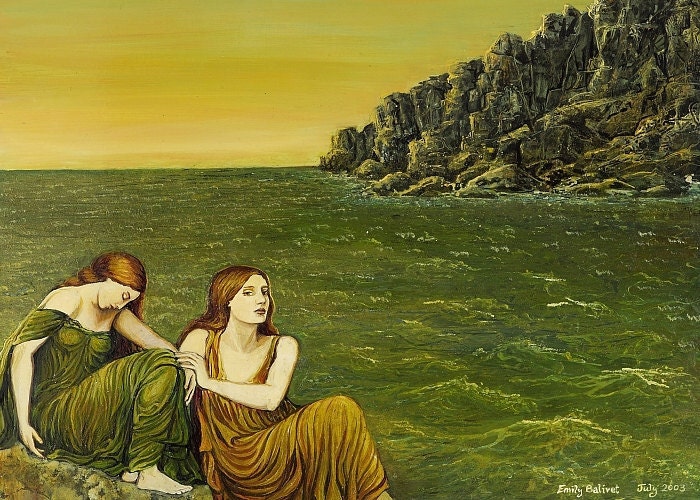 Sea Sisters - Ocean Goddess Art 5x7 Blank Greeting Card