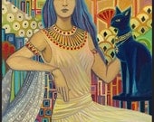 Bast Egyptian Cat Goddess ACEO ATC Altar Art