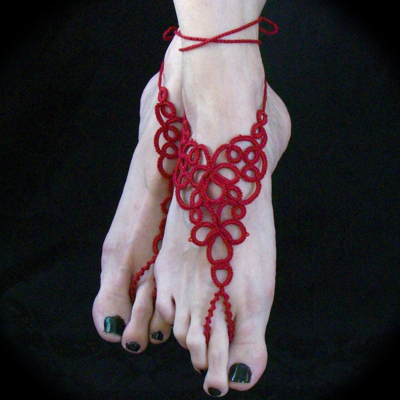 Tatted Barefoot Sandals - Barefoot Heart