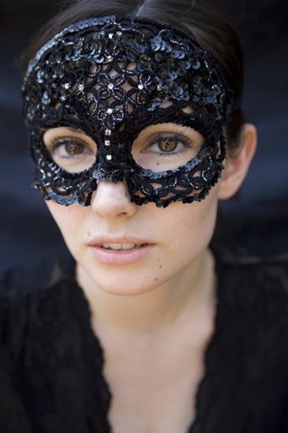 Masquerade - Tatted Sequin Lace Mask - Custom Piece