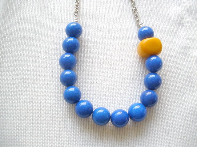 Colbalt Blue and Lemon Zest Beaded Necklace