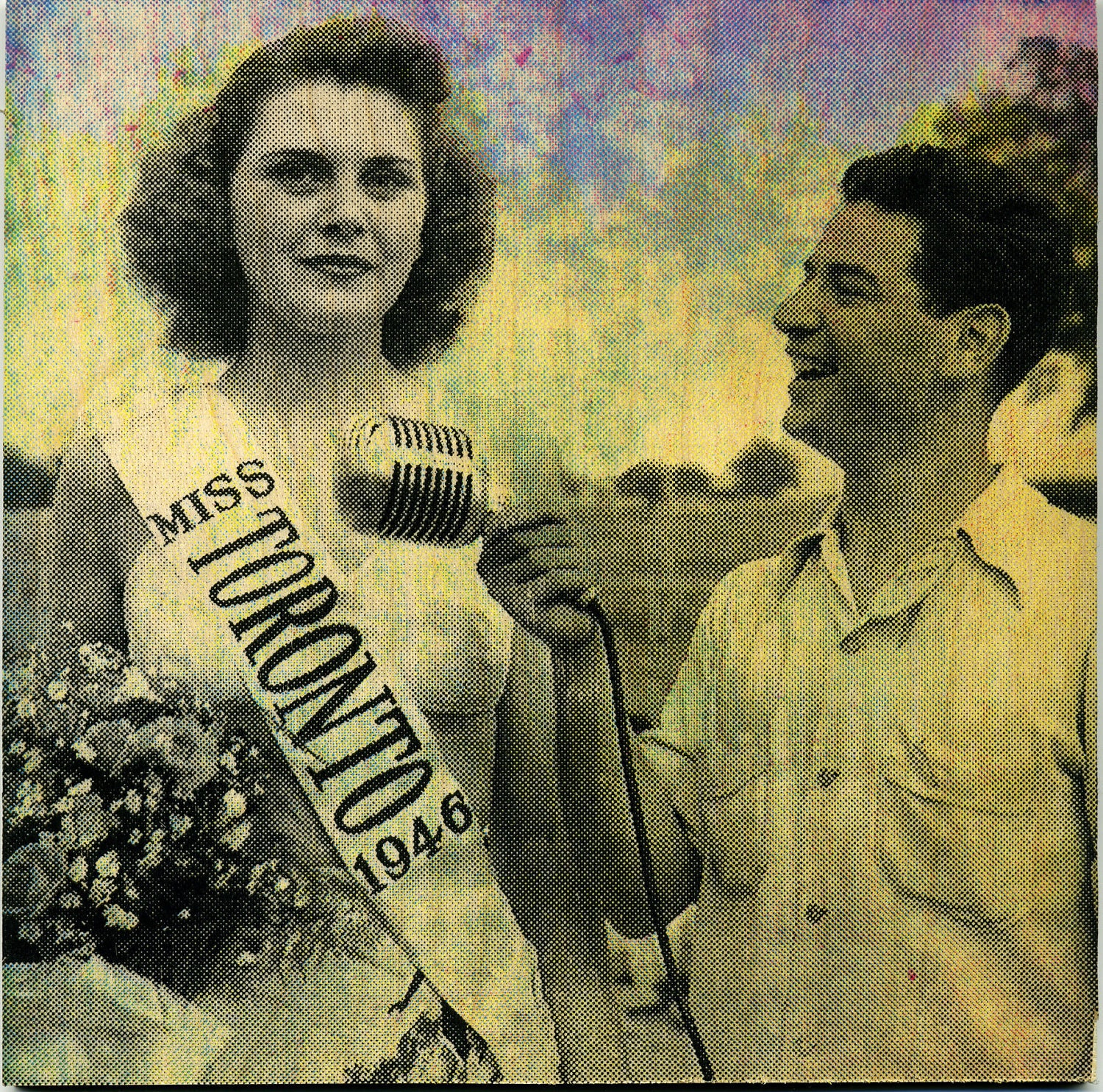 Miss Toronto 1946 distressed cmyk screen print on wood