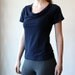 Navy bamboo blend cowl neck short sleeve B-013-25
