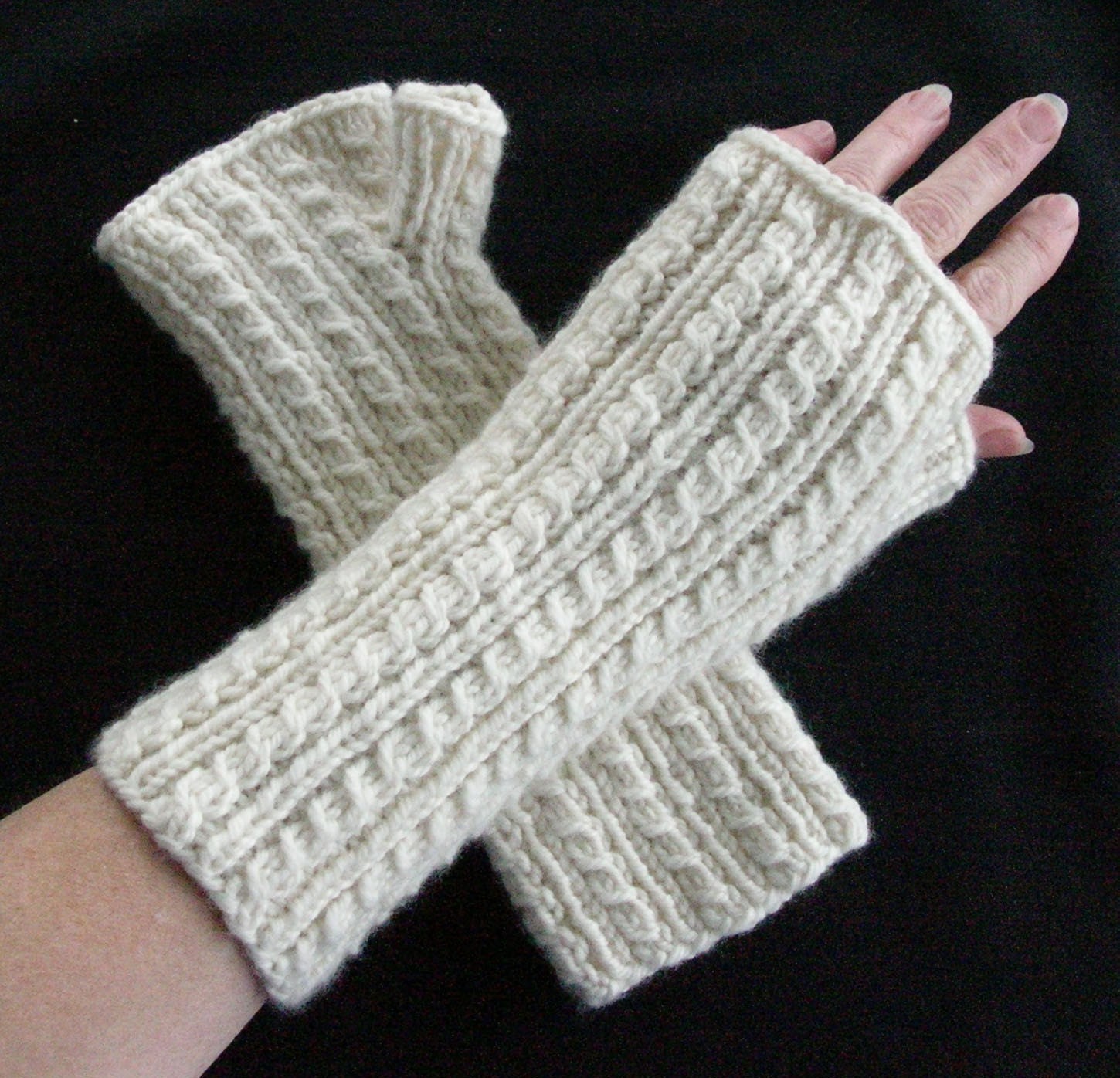 CUSTOM Fingerless Gloves Cashmere Blend with Cables