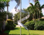 Modern Metal Abstract Sculpture Outdoor Garden Art / Silver Ribbon Dancer Jon Allen