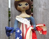 Americana Doll Primitive Patriotic Folk Art USA