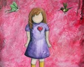 Resistant  8x10 Art Print cute girl month spider heart
