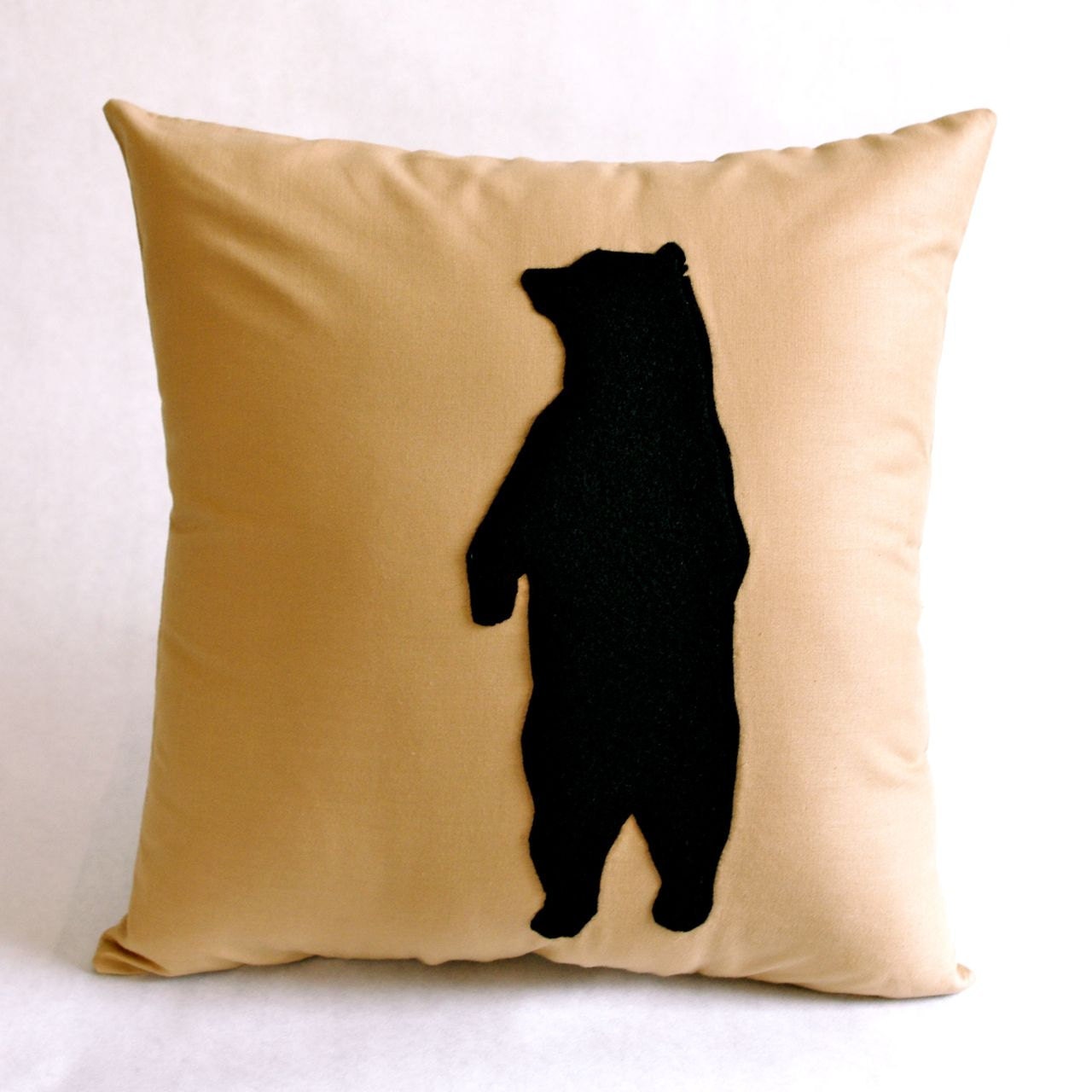 Beige and Black Bear Decorative Pillow - CUSTOM COLOR