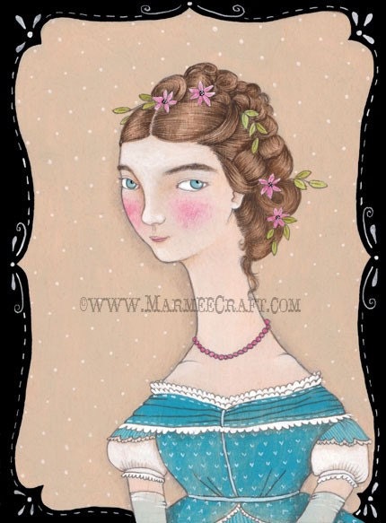 Victorian portrait art print, "Her Best Silk Frock"