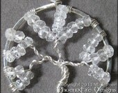 April Tree - Tree of Life Pendant in White Topaz and Sterling Silver Wire