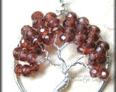 January Tree - Garnet Tree of Life Pendant in Sterling Silver Wire Wrapped January Baby Birthstone Birthday Gift