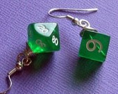 D6 D10P Earrings - Green  - Geek Gamer DnD Role Playing RPG - Paw & Claw Designs