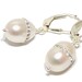White Pearl Earrings, Cubic Zirconia Earrings with Leverbacks