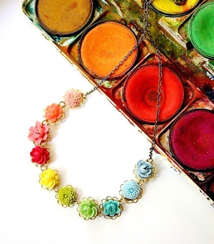 Little Color Wheel Flower Necklace