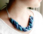 Rope necklace blue cotton plait braid hairband choker memake handmade fashion accessory