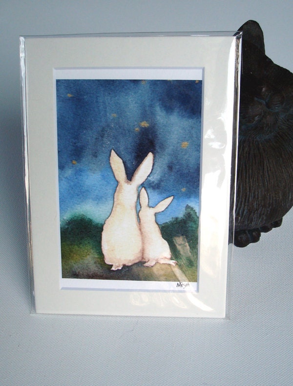 Star Gazing -  Fine Art Print - Small Size - Rabbit Art