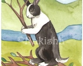 The Rabbit Tarot - Original Art - Seven of Sticks