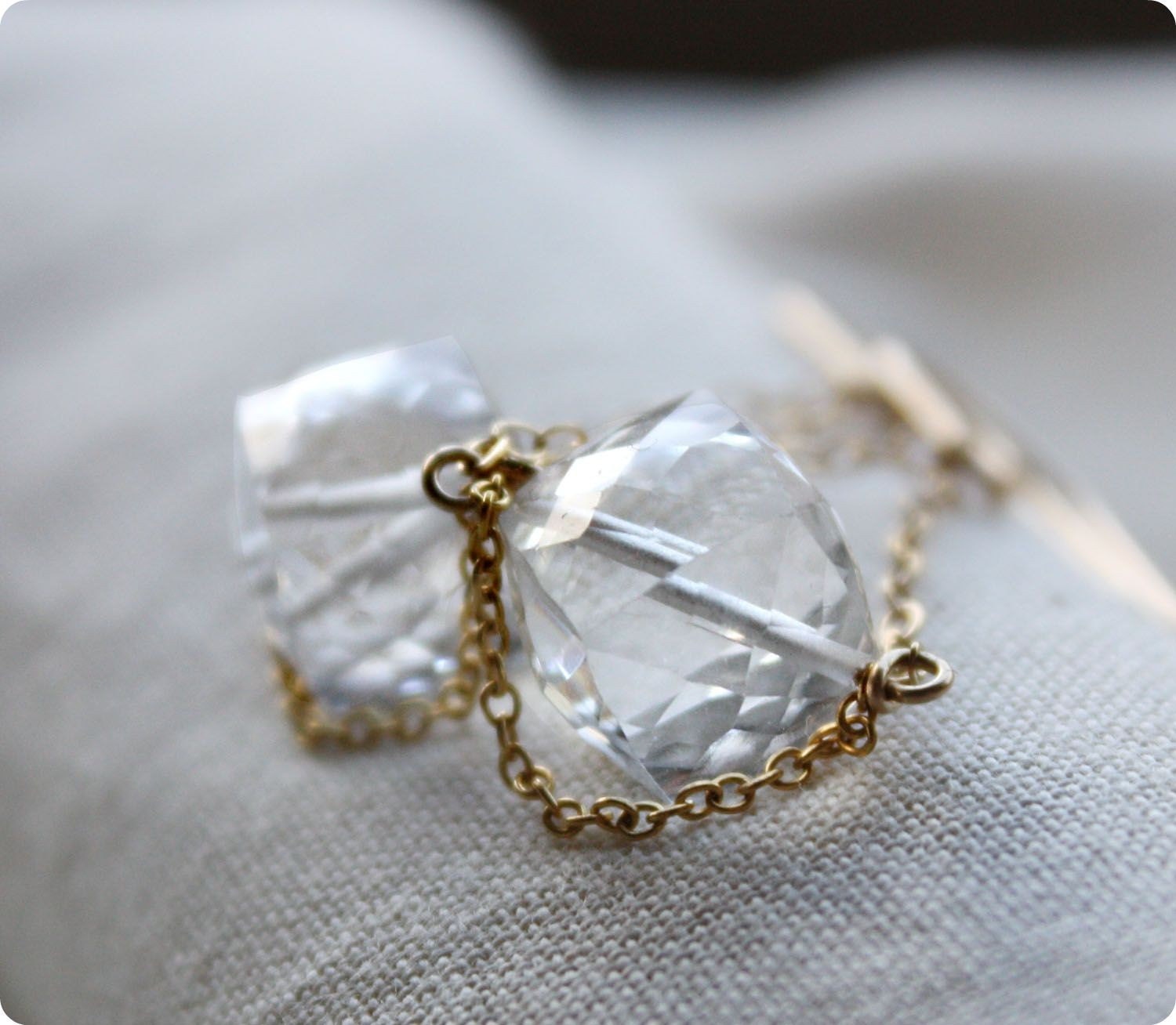 crystal quartz earrings, gold gemstone jewelry