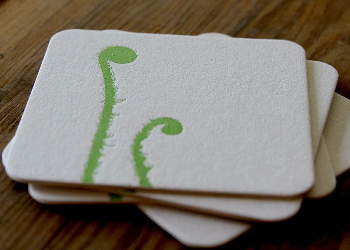 Fiddlehead Fern: letterpress coasters (4ct)