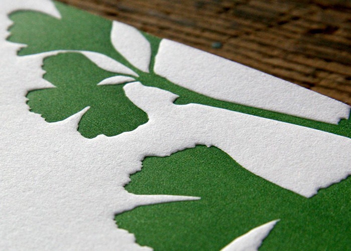 Green Ginkgo: Letterpress Flat Cards & Envelopes (6ct)
